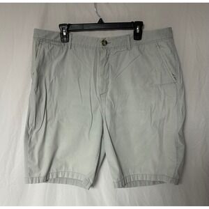 Johnnie-O Mens 40 West Coast Prep Chino Shorts Light Gray Cotton Flat Front 9in